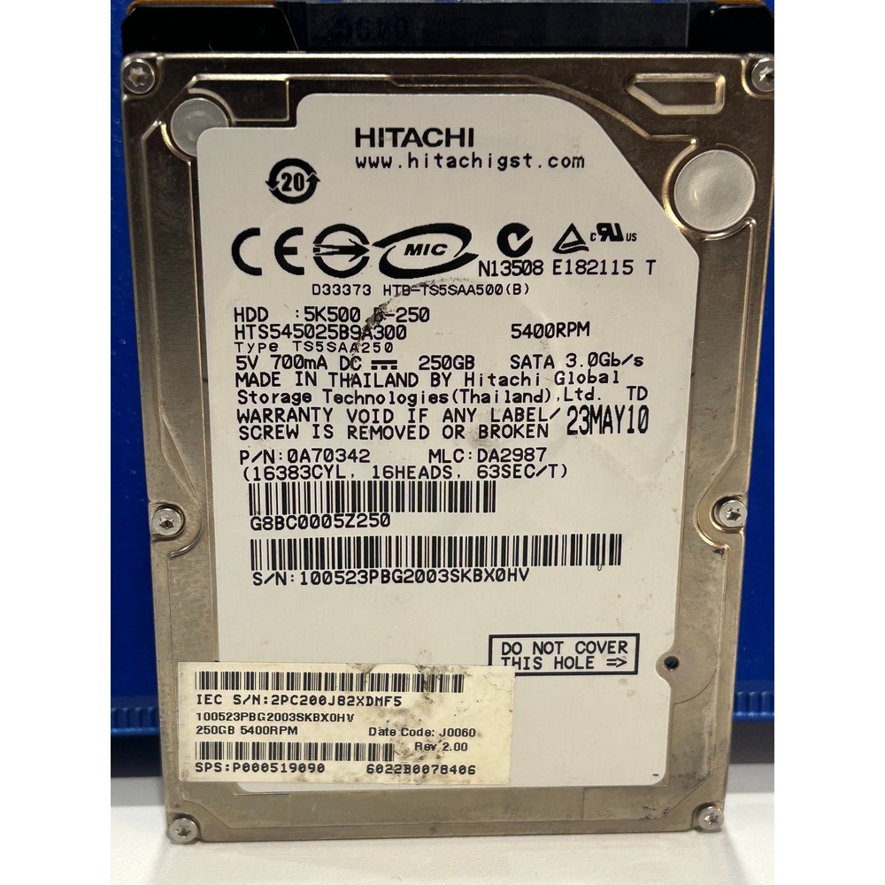Hitachi‎ 5K500-250 250GB SATA 2.5" Hard Drive HDD 5400RPM (602)